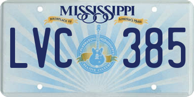 MS license plate LVC385