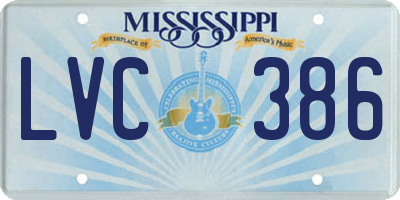 MS license plate LVC386