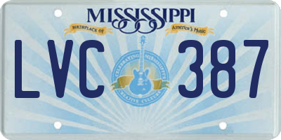 MS license plate LVC387
