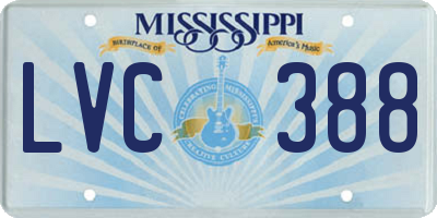 MS license plate LVC388