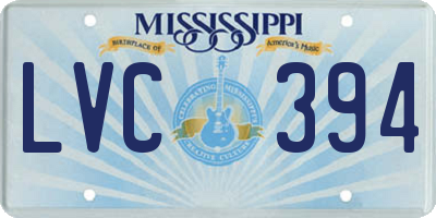 MS license plate LVC394