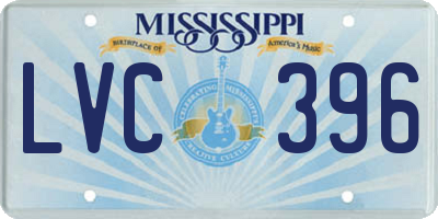 MS license plate LVC396