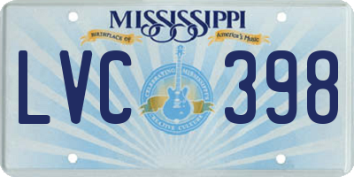 MS license plate LVC398