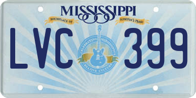 MS license plate LVC399