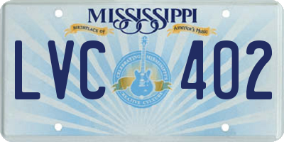 MS license plate LVC402