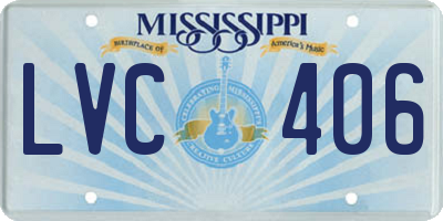 MS license plate LVC406