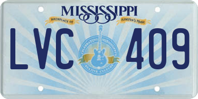 MS license plate LVC409