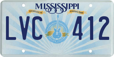 MS license plate LVC412