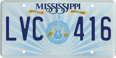 MS license plate LVC416
