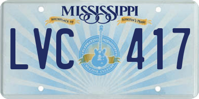 MS license plate LVC417