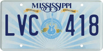 MS license plate LVC418