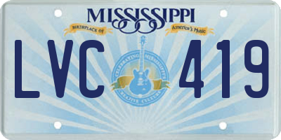 MS license plate LVC419