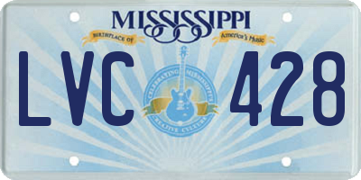 MS license plate LVC428