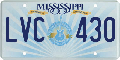 MS license plate LVC430