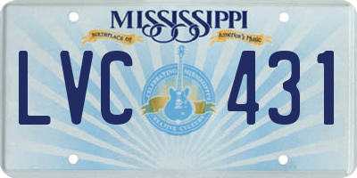 MS license plate LVC431