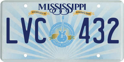 MS license plate LVC432