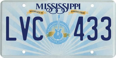 MS license plate LVC433