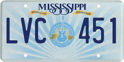 MS license plate LVC451