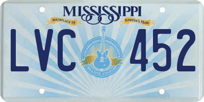 MS license plate LVC452