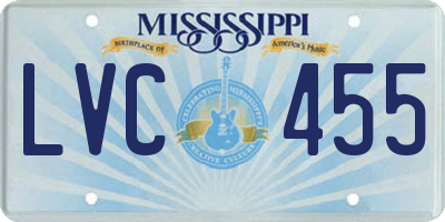 MS license plate LVC455