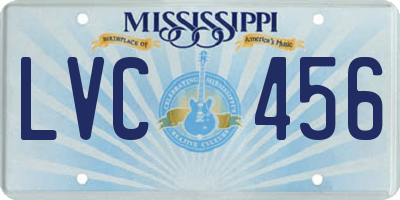 MS license plate LVC456