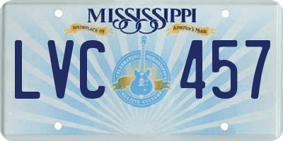 MS license plate LVC457