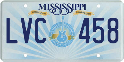 MS license plate LVC458