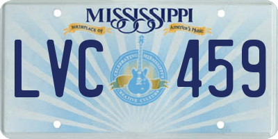 MS license plate LVC459