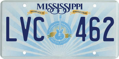 MS license plate LVC462