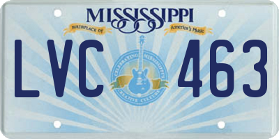 MS license plate LVC463