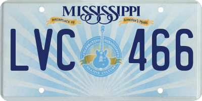 MS license plate LVC466