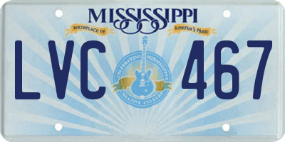 MS license plate LVC467