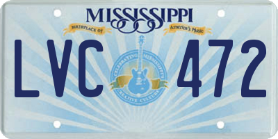 MS license plate LVC472