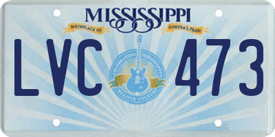 MS license plate LVC473