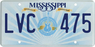 MS license plate LVC475