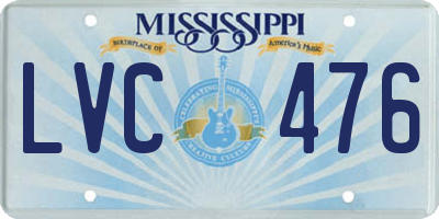 MS license plate LVC476