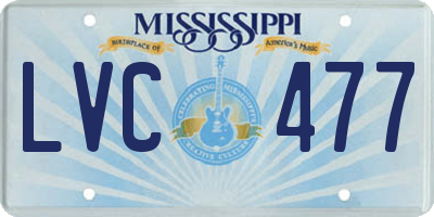 MS license plate LVC477