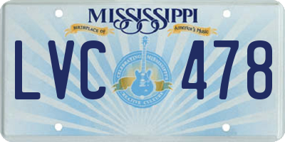 MS license plate LVC478