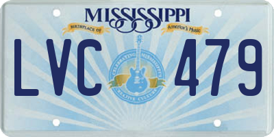 MS license plate LVC479