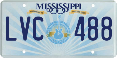 MS license plate LVC488
