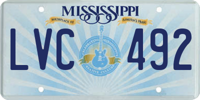 MS license plate LVC492