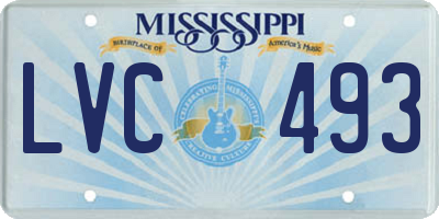MS license plate LVC493
