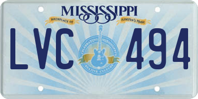 MS license plate LVC494
