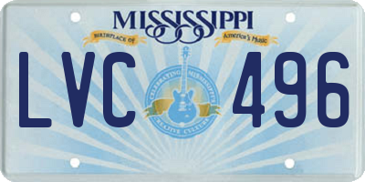 MS license plate LVC496