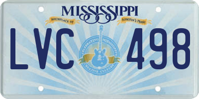 MS license plate LVC498