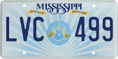 MS license plate LVC499