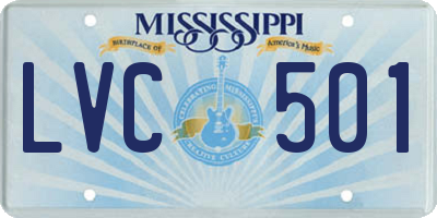 MS license plate LVC501