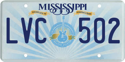MS license plate LVC502