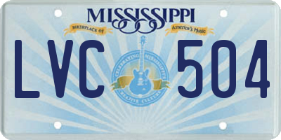 MS license plate LVC504
