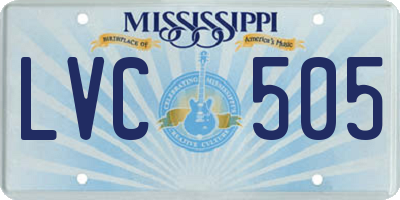 MS license plate LVC505